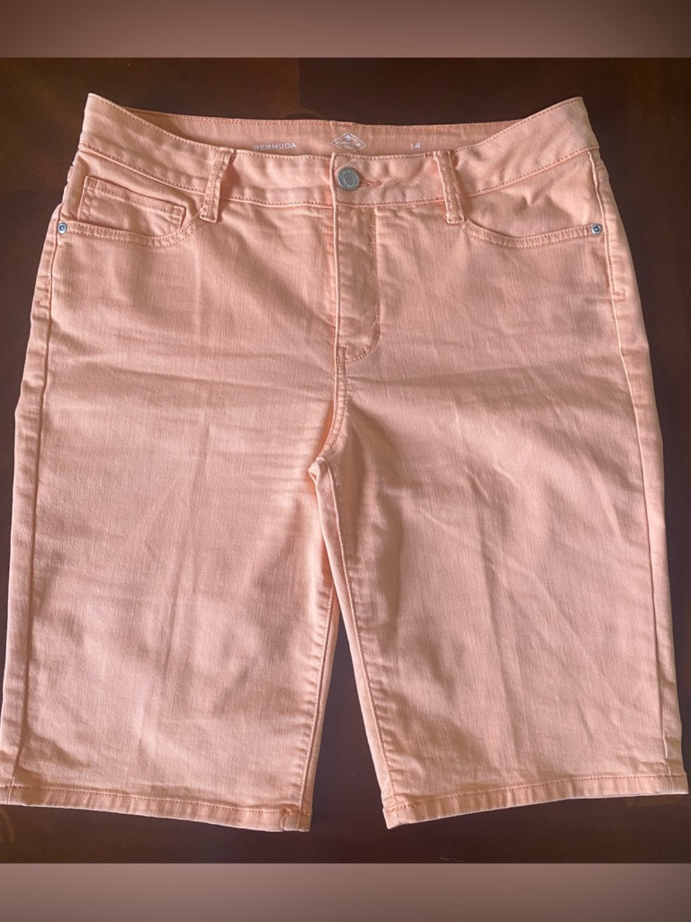St. John's Bay Women’s Bermuda Shorts - Soft Peach 14